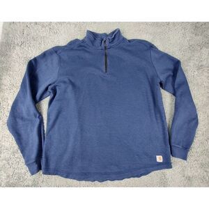 Carhartt 1/4 Zip Sweatshirt Men's XL Blue Mock Neck Sweater Logo Patch